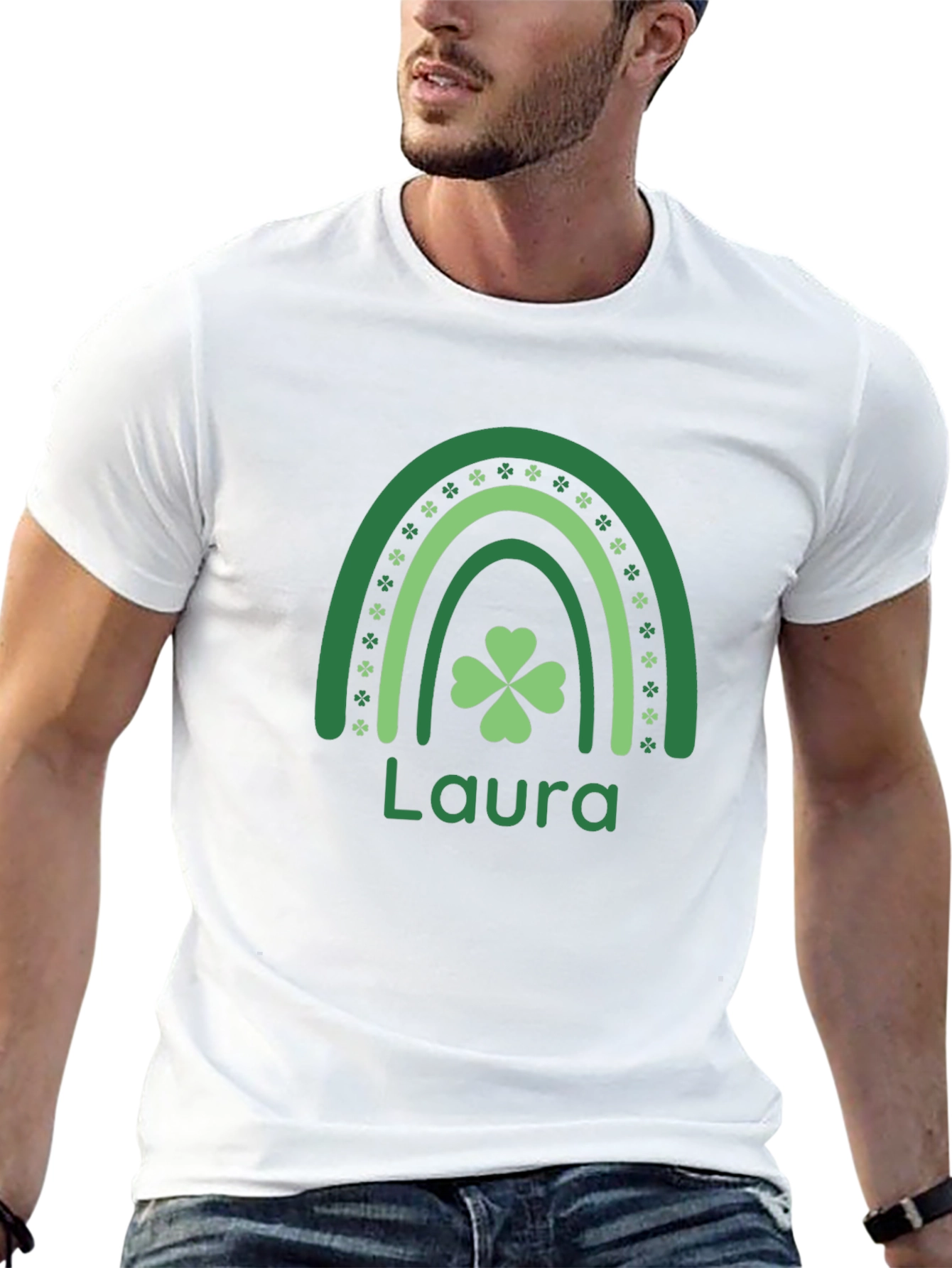 Personalized St. Patricks Day Rainbow Shamrock T-Shirt