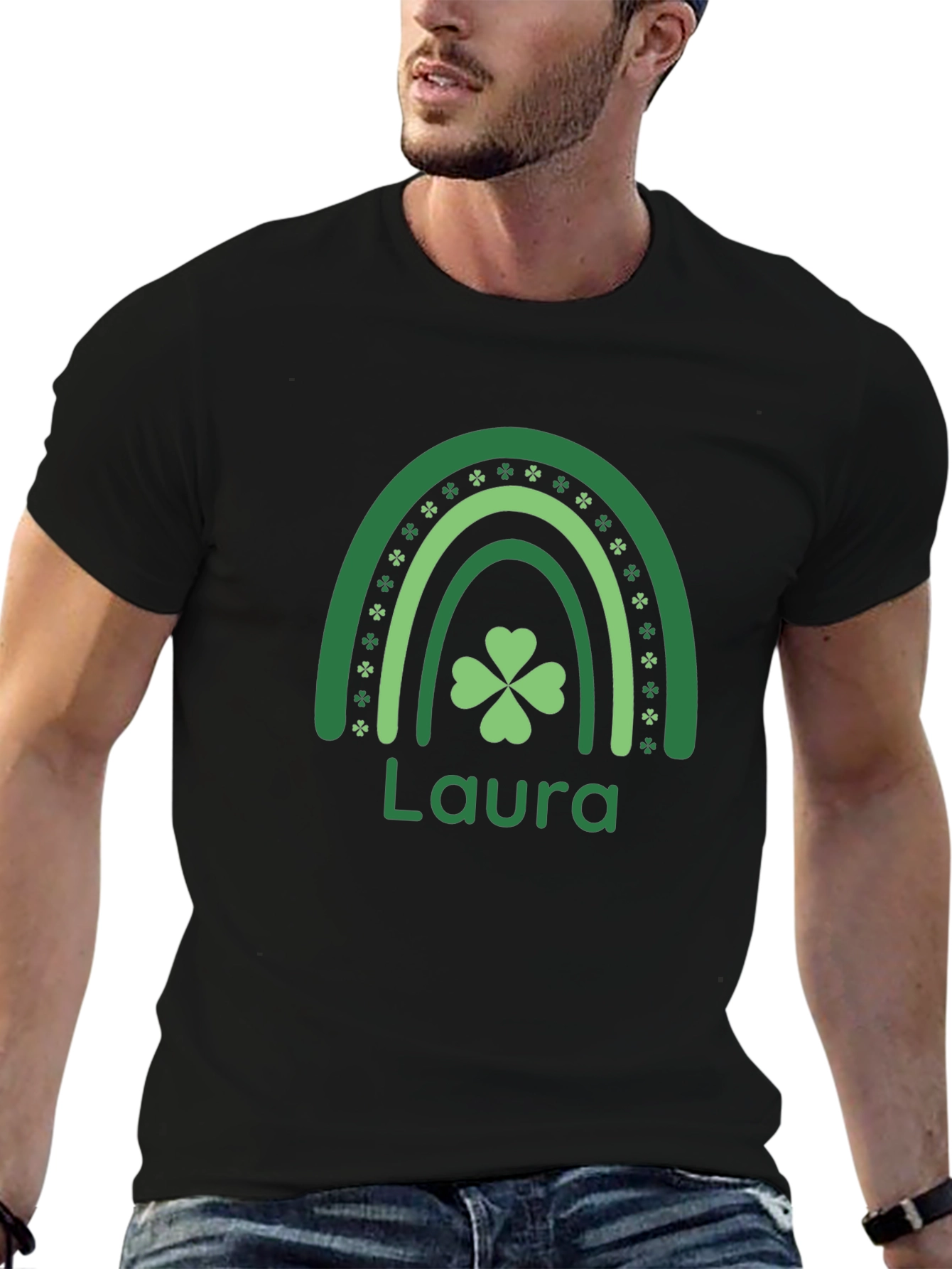 Personalized St. Patricks Day Rainbow Shamrock T-Shirt