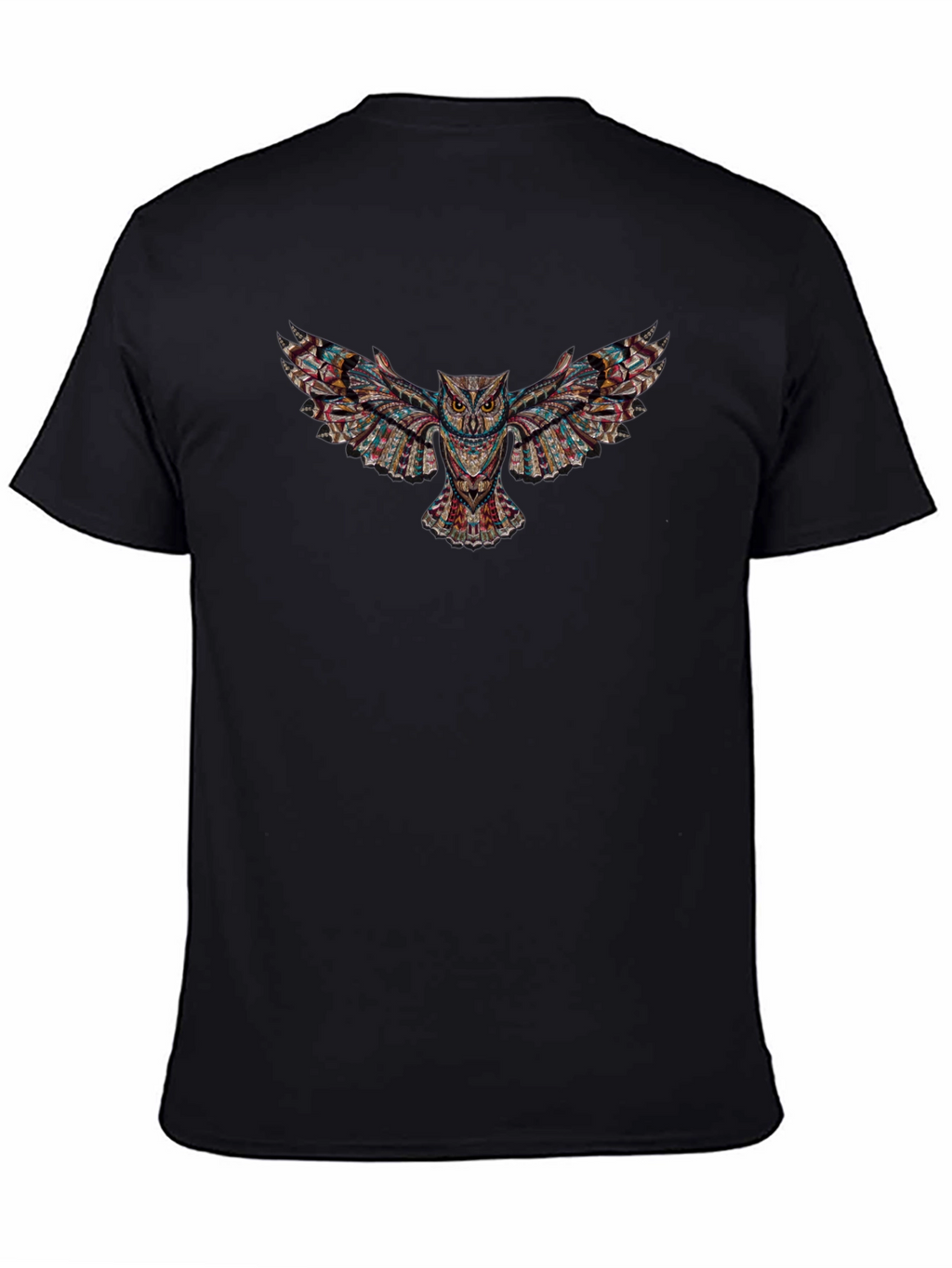 Abstract Owl Graphic Print Black T-Shirt