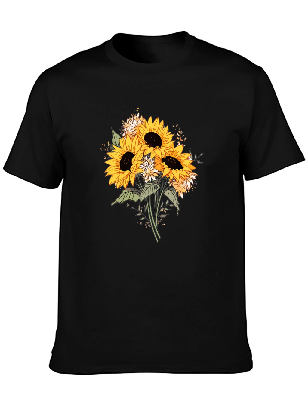 Sunflower Bouquet Graphic T-Shirt - Black
