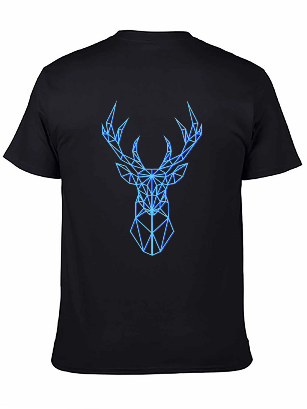 Geometric Deer Graphic Black T-Shirt