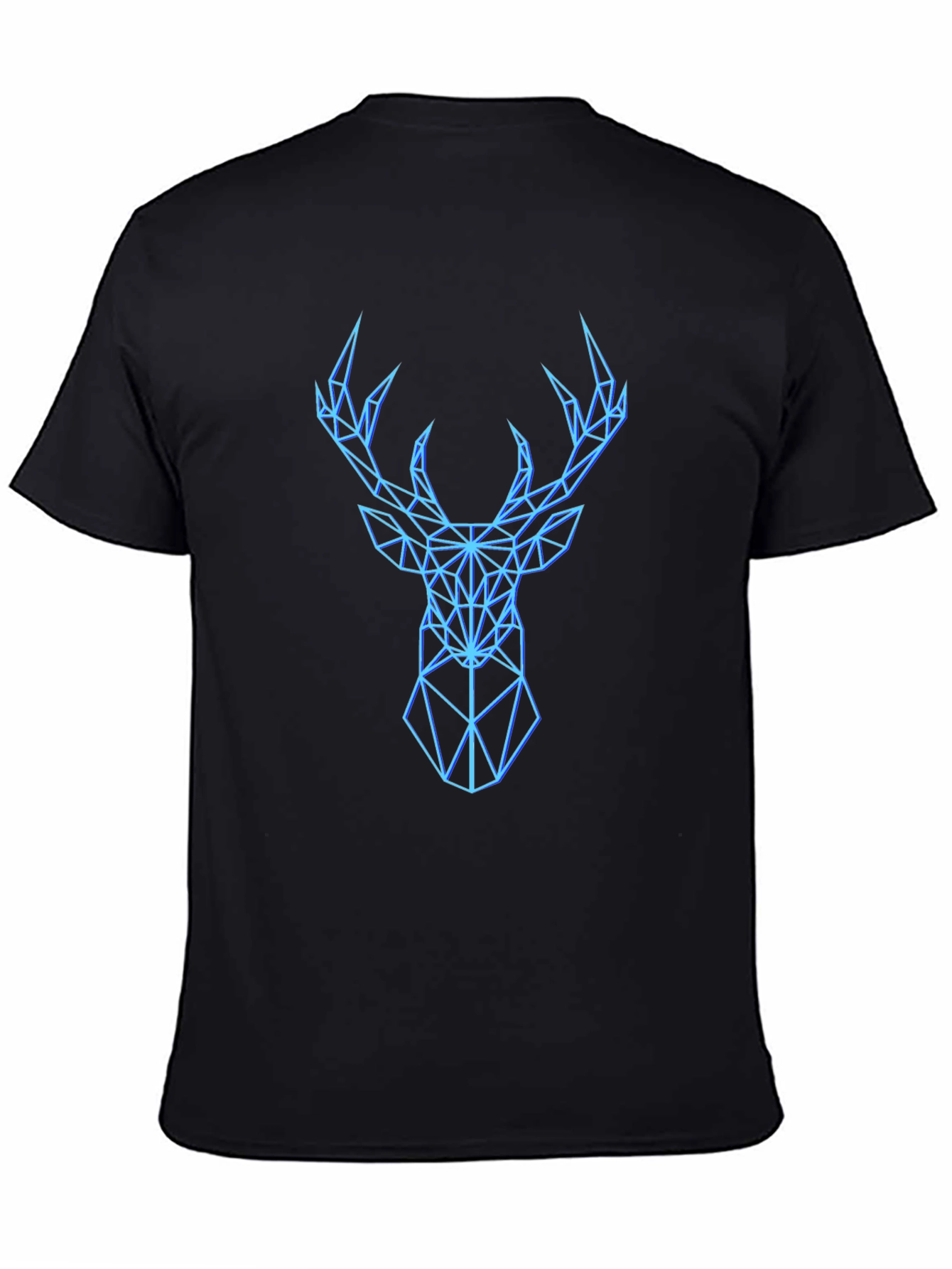 Geometric Deer Graphic Black T-Shirt