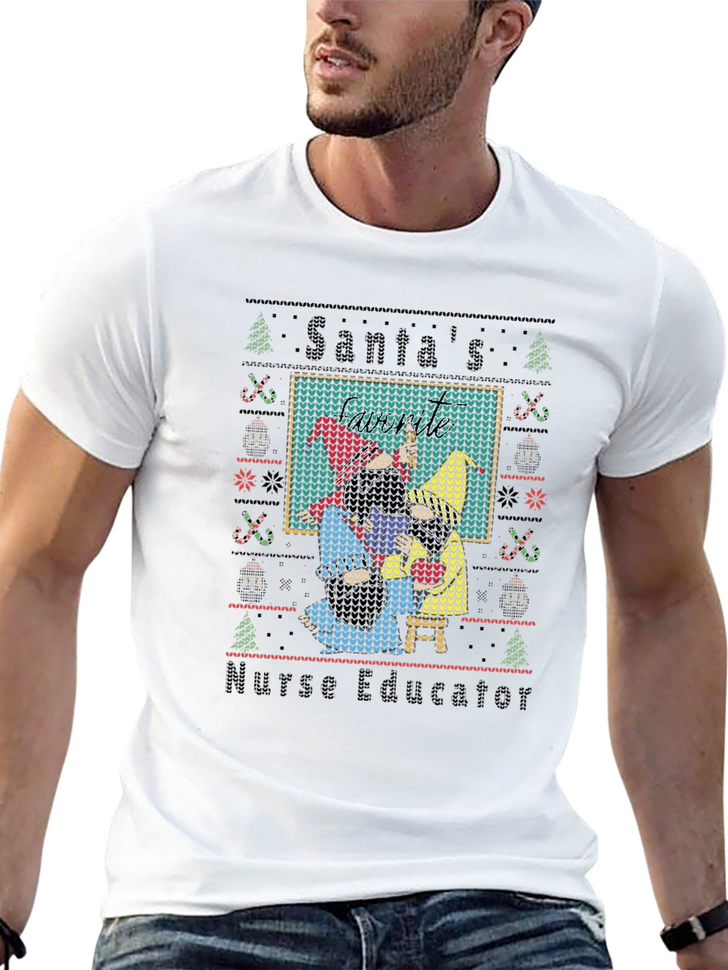 Santas Nurse Educator Ugly Christmas Sweater T-Shirt