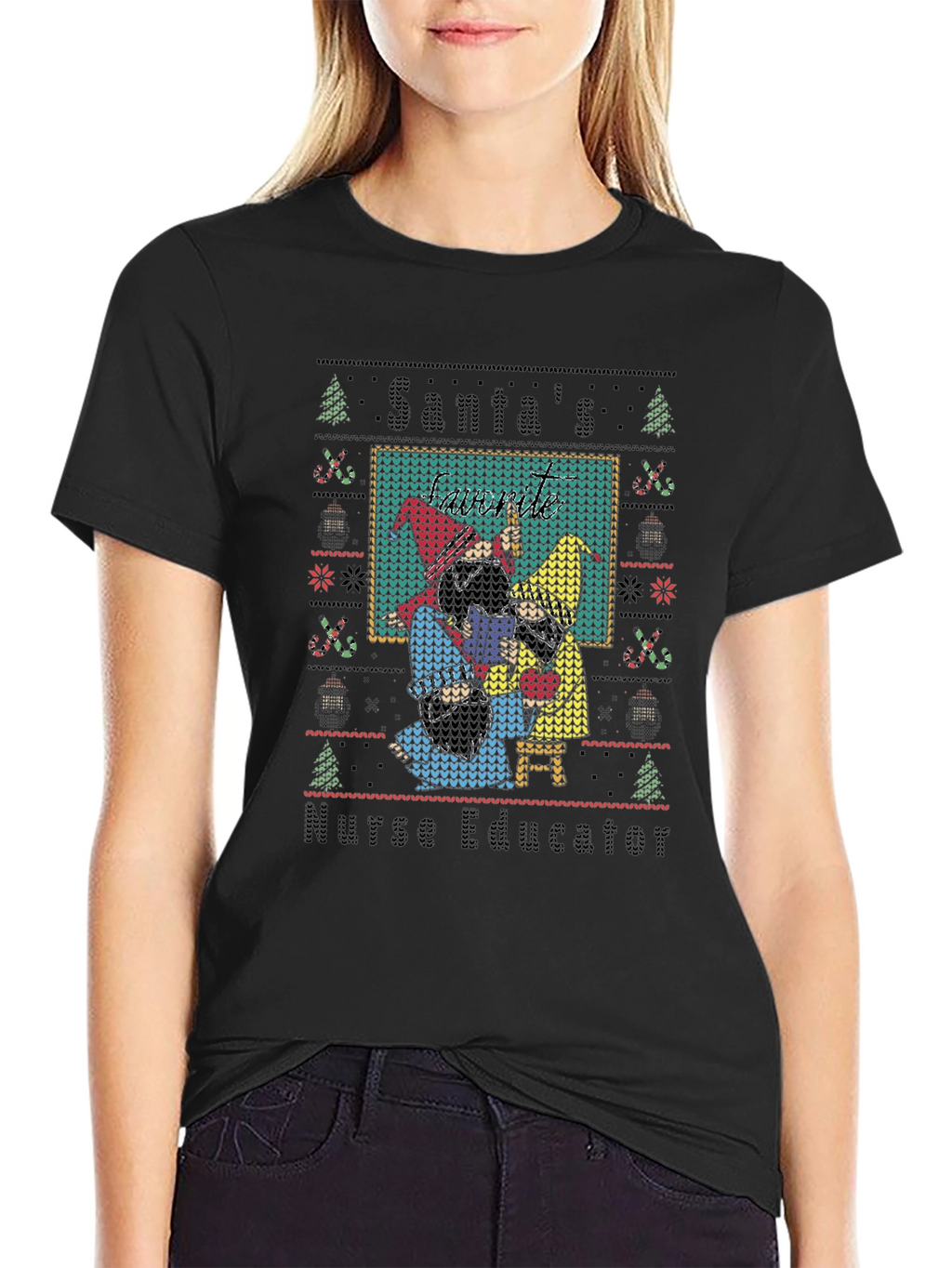 Santas Nurse Educator Ugly Christmas Sweater T-Shirt