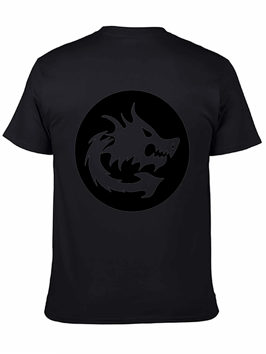 Mens Black Graphic Tee - Dragon Circle Design