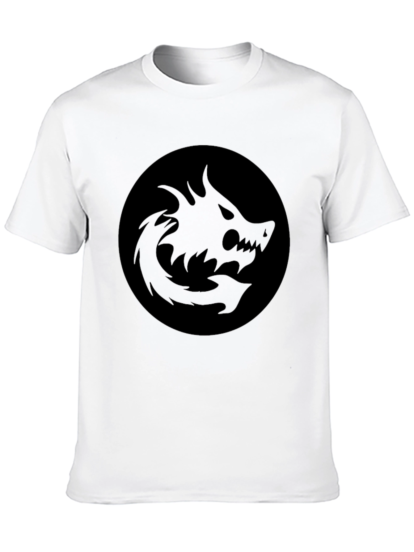 Mens Black Graphic Tee - Dragon Circle Design