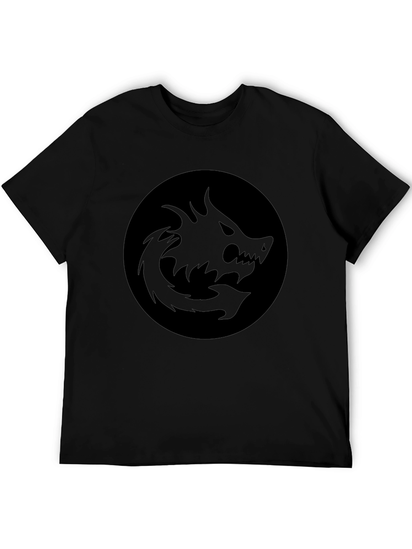 Mens Black Graphic Tee - Dragon Circle Design