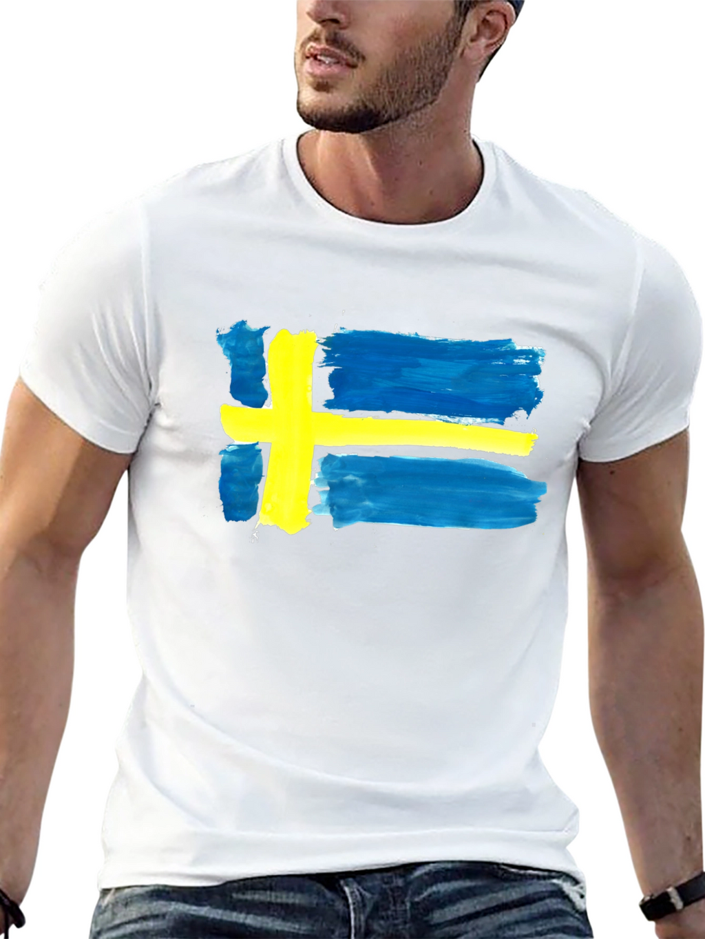 Sweden Flag T-Shirt - Graphic Tee - Black