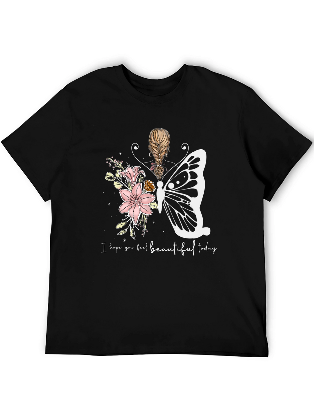 Floral Butterfly Graphic T-Shirt - Feel Beautiful