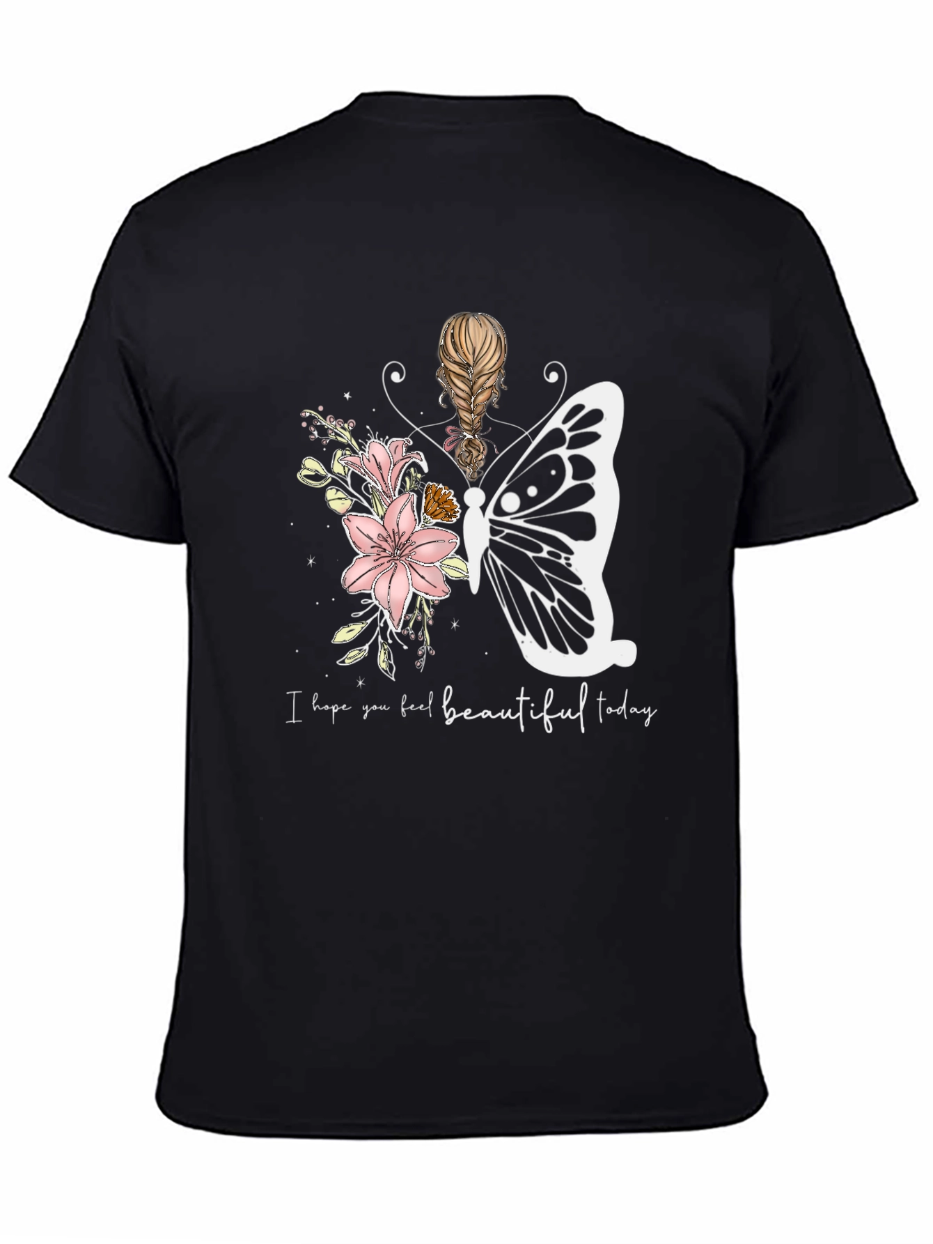 Floral Butterfly Graphic T-Shirt - Feel Beautiful