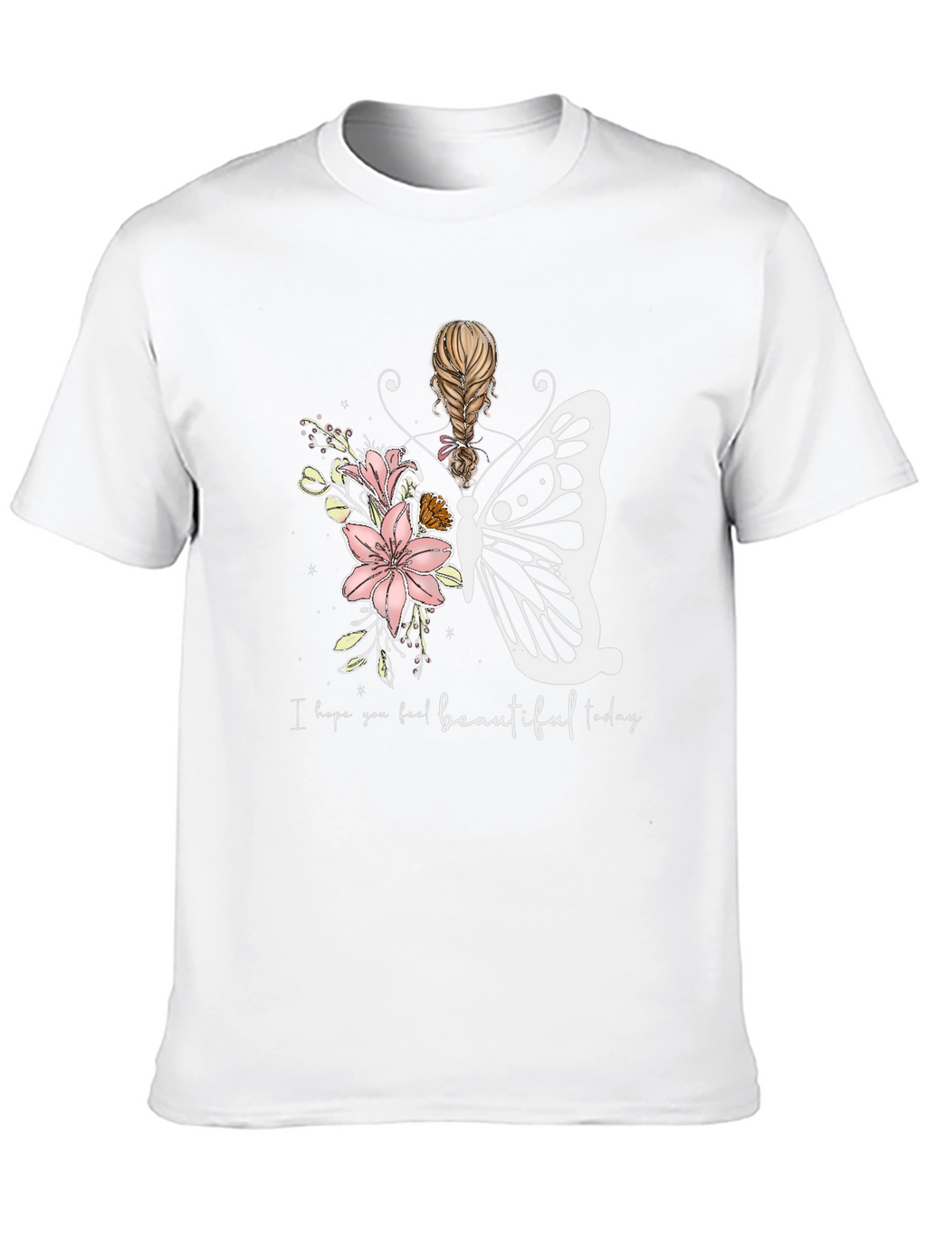 Floral Butterfly Graphic T-Shirt - Feel Beautiful