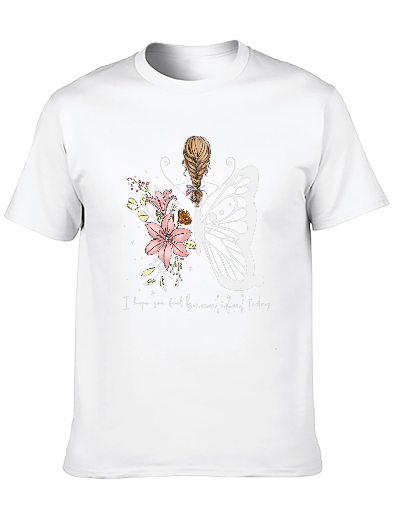 Floral Butterfly Graphic T-Shirt - Feel Beautiful