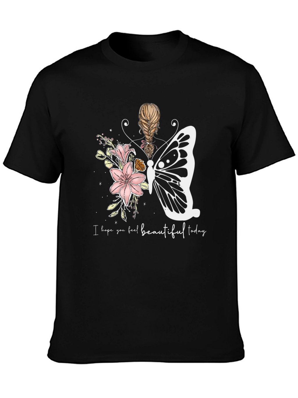Floral Butterfly Graphic T-Shirt - Feel Beautiful