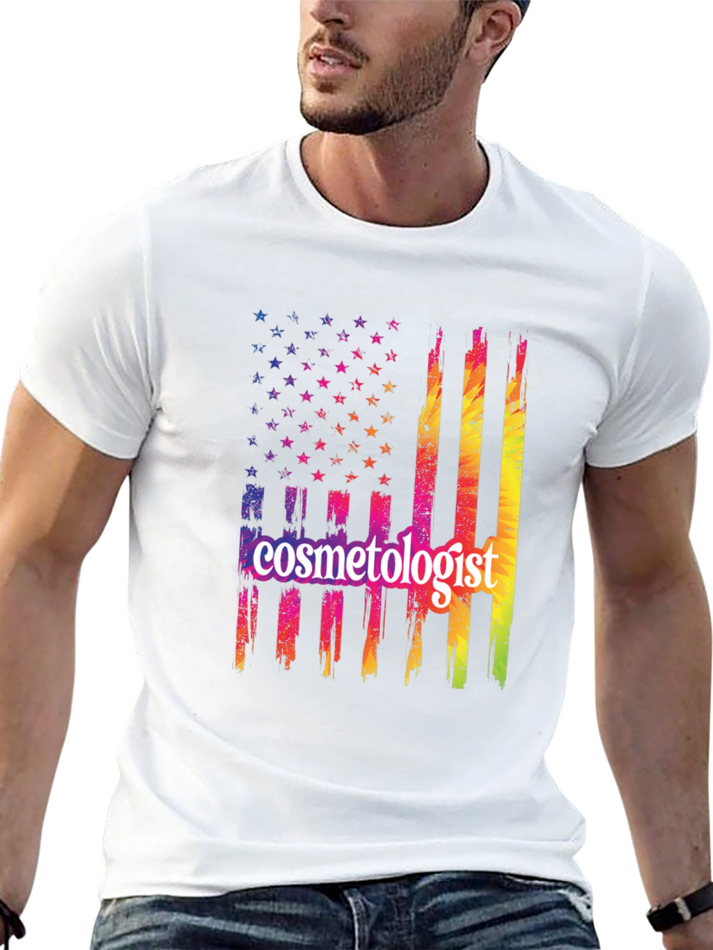 Cosmetologist American Flag Graphic T-Shirt