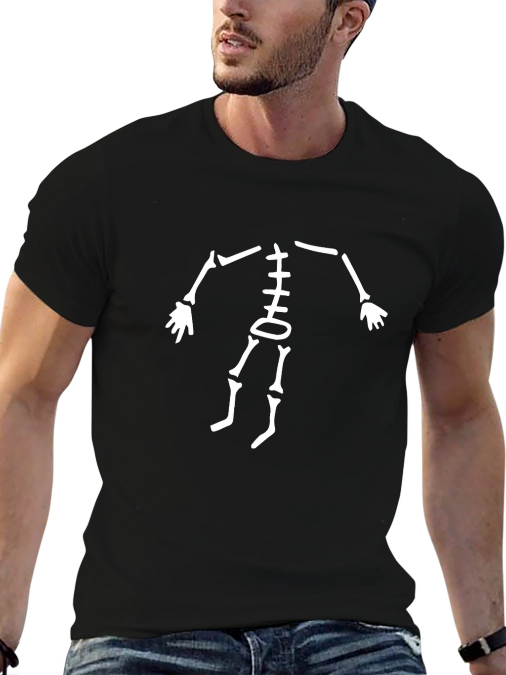 Skeleton Ribcage Graphic Black T-Shirt