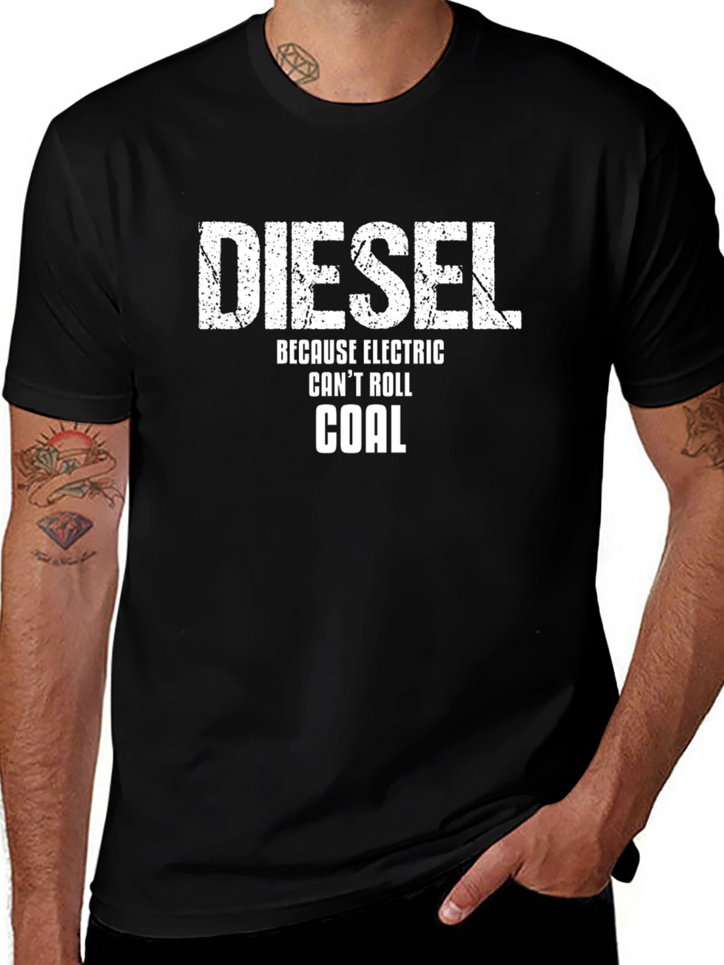 Diesel Because Electric Cant Roll Coal Black T-Shirt
