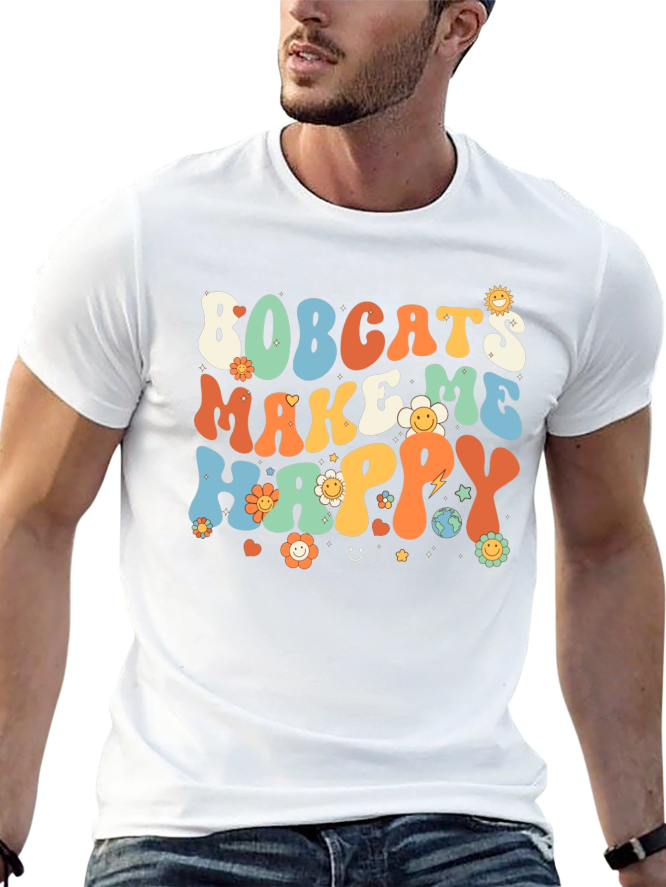 Bobcats Make Me Happy Retro T-Shirt