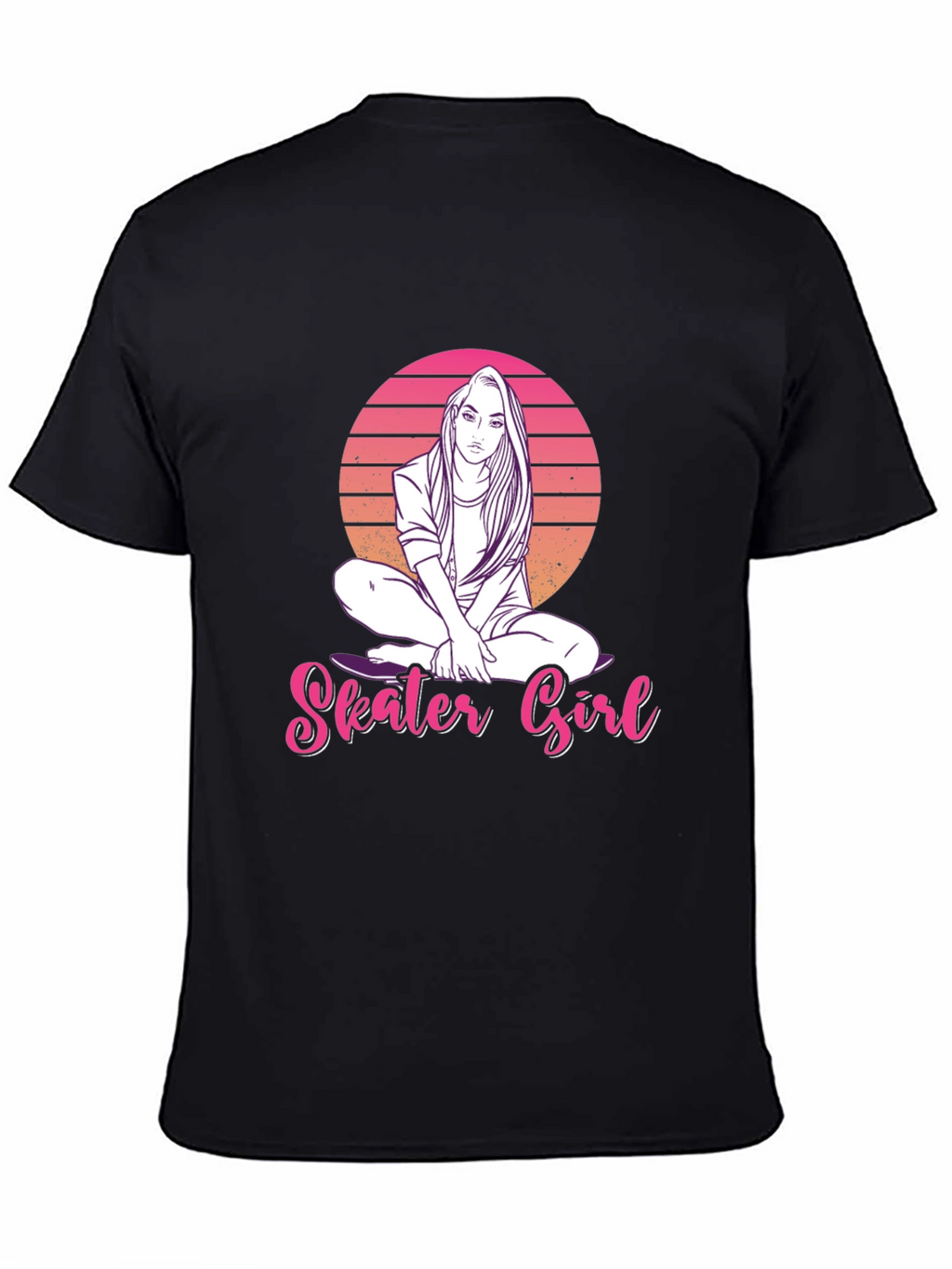 Skater Girl Graphic Tee - Retro Sunset Design