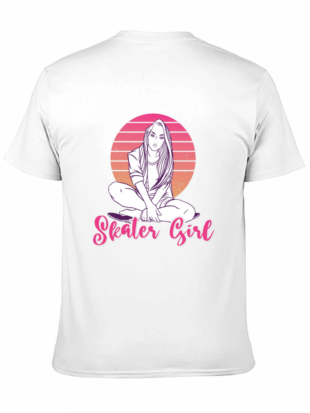Skater Girl Graphic Tee - Retro Sunset Design