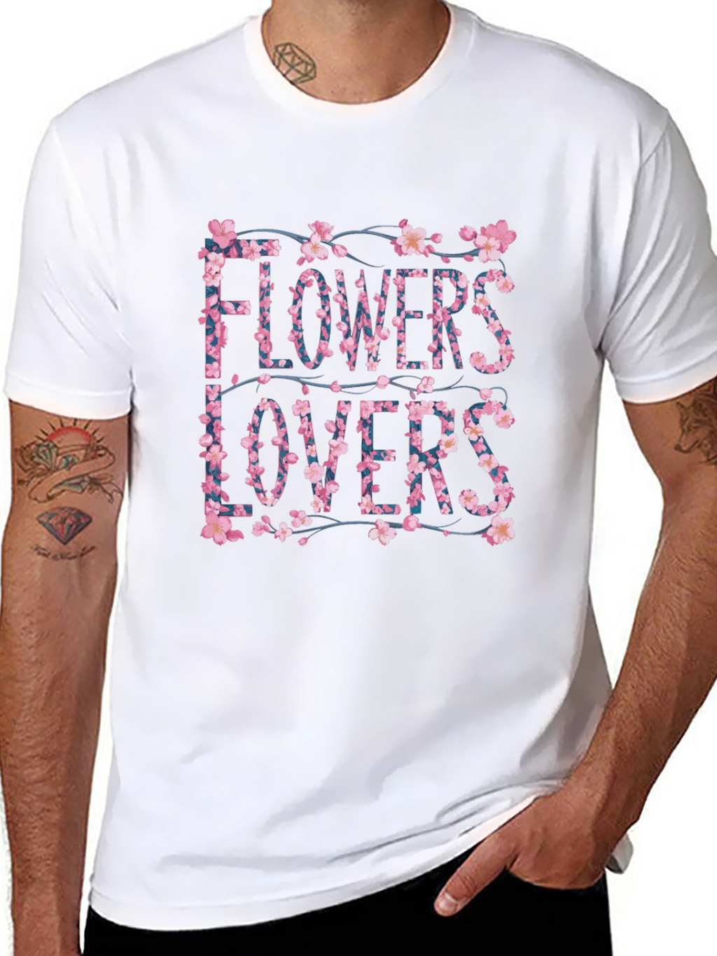 Floral Flowers Lovers Graphic Black T-Shirt