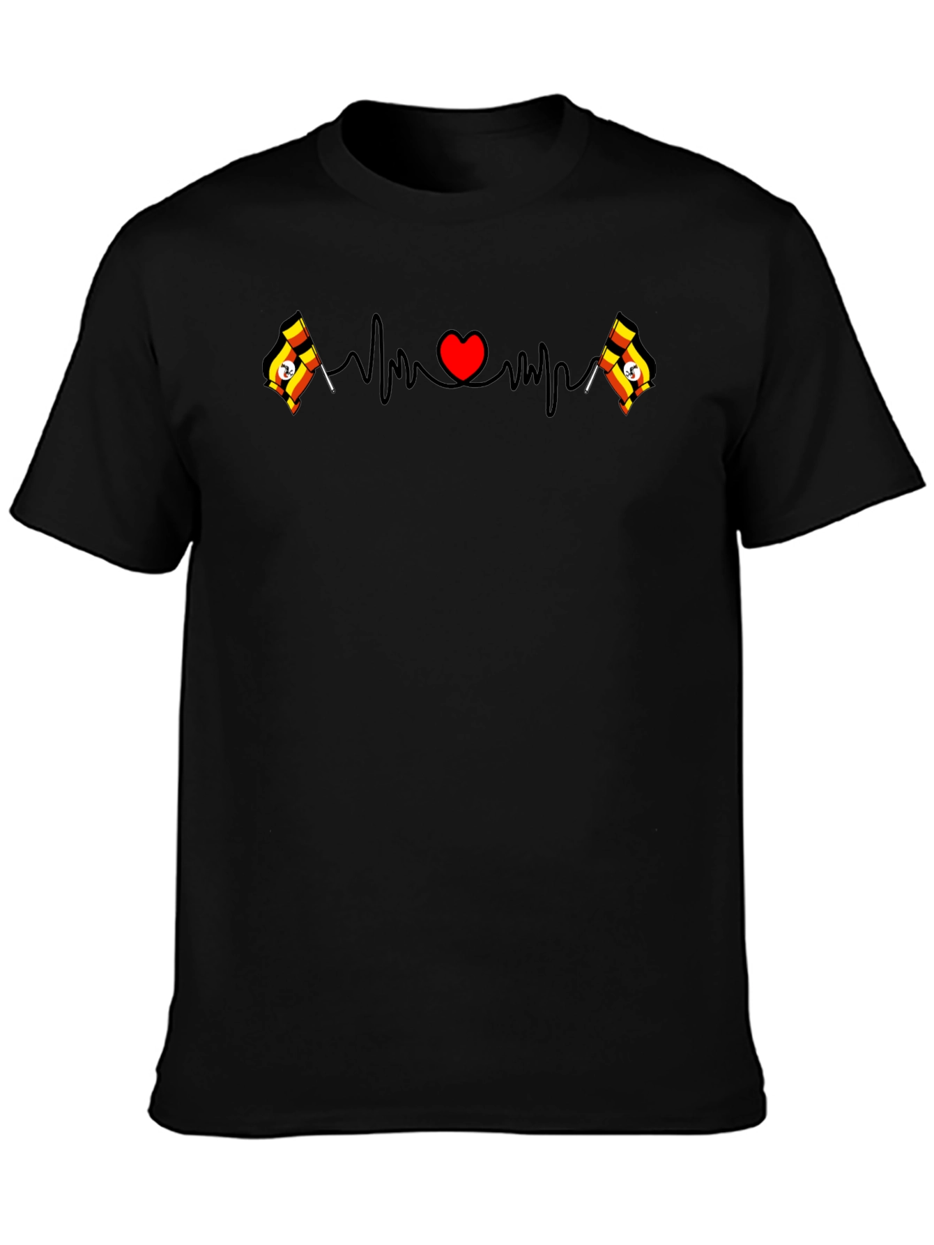 Uganda Flag Heartbeat T-Shirt