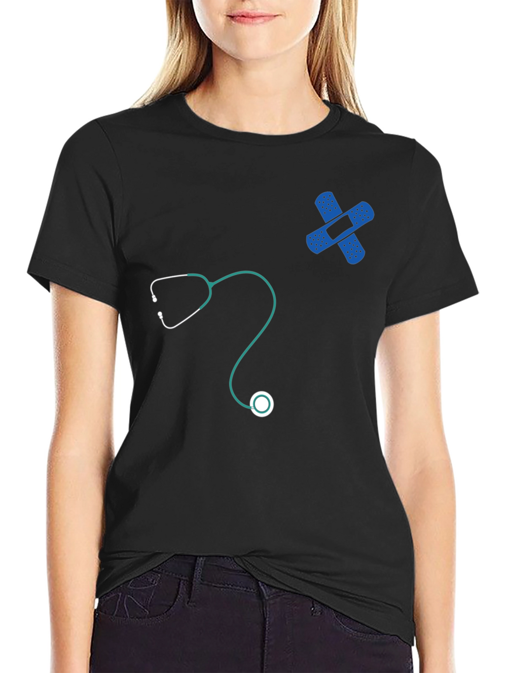 Medical Humor T-Shirt - Stethoscope & Bandage Design