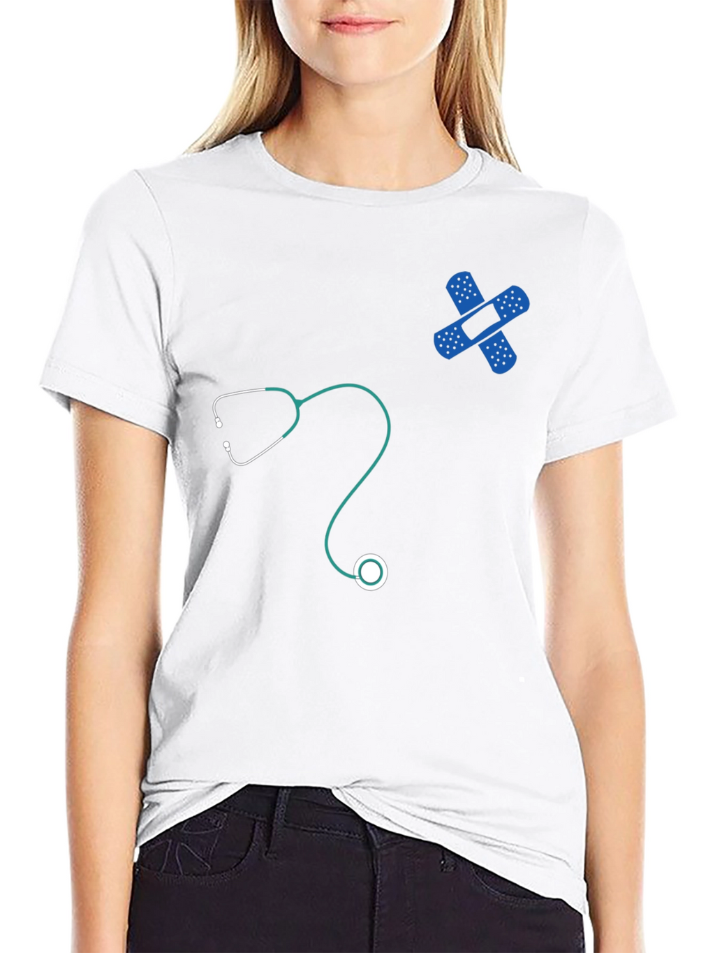 Medical Humor T-Shirt - Stethoscope & Bandage Design