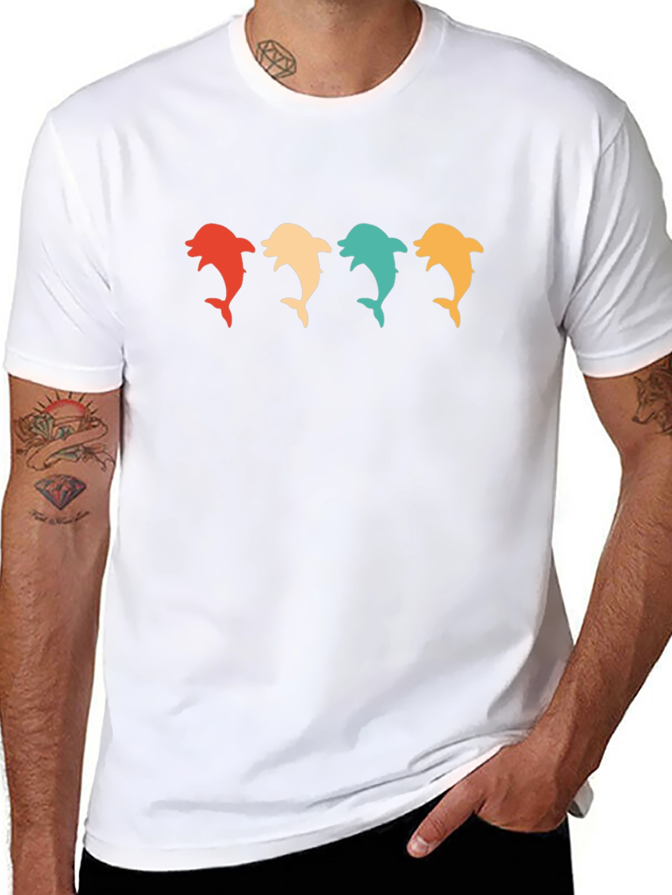 Retro Dolphin T-Shirt - Black