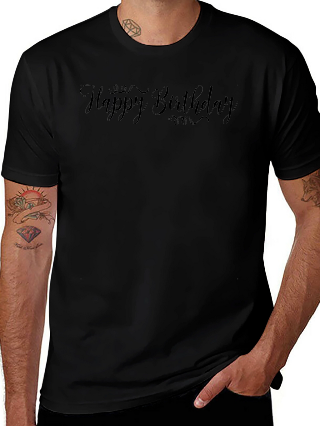 Happy Birthday Black Tee Shirt