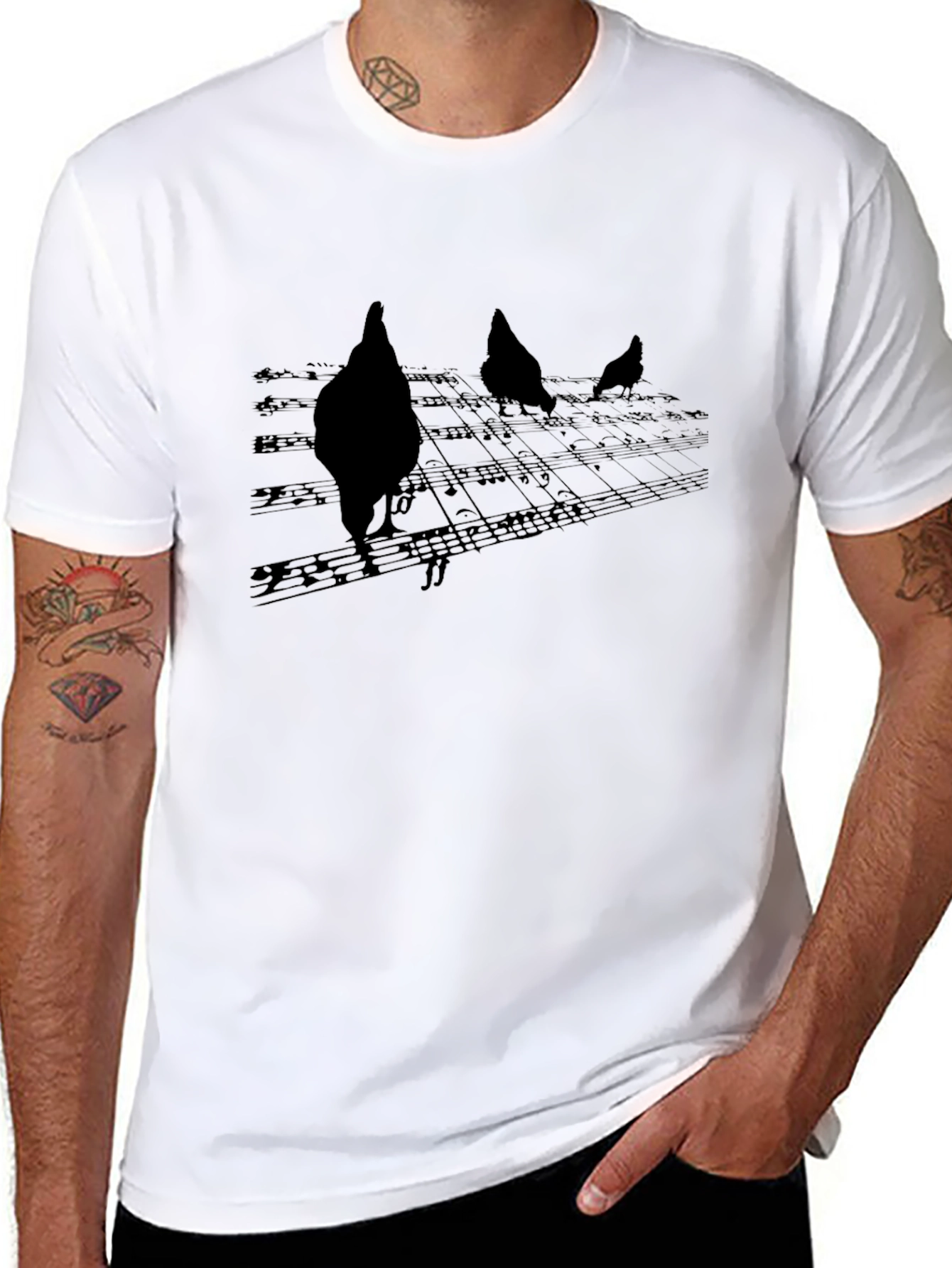 Musical Chicken T-Shirt - Black Graphic Tee