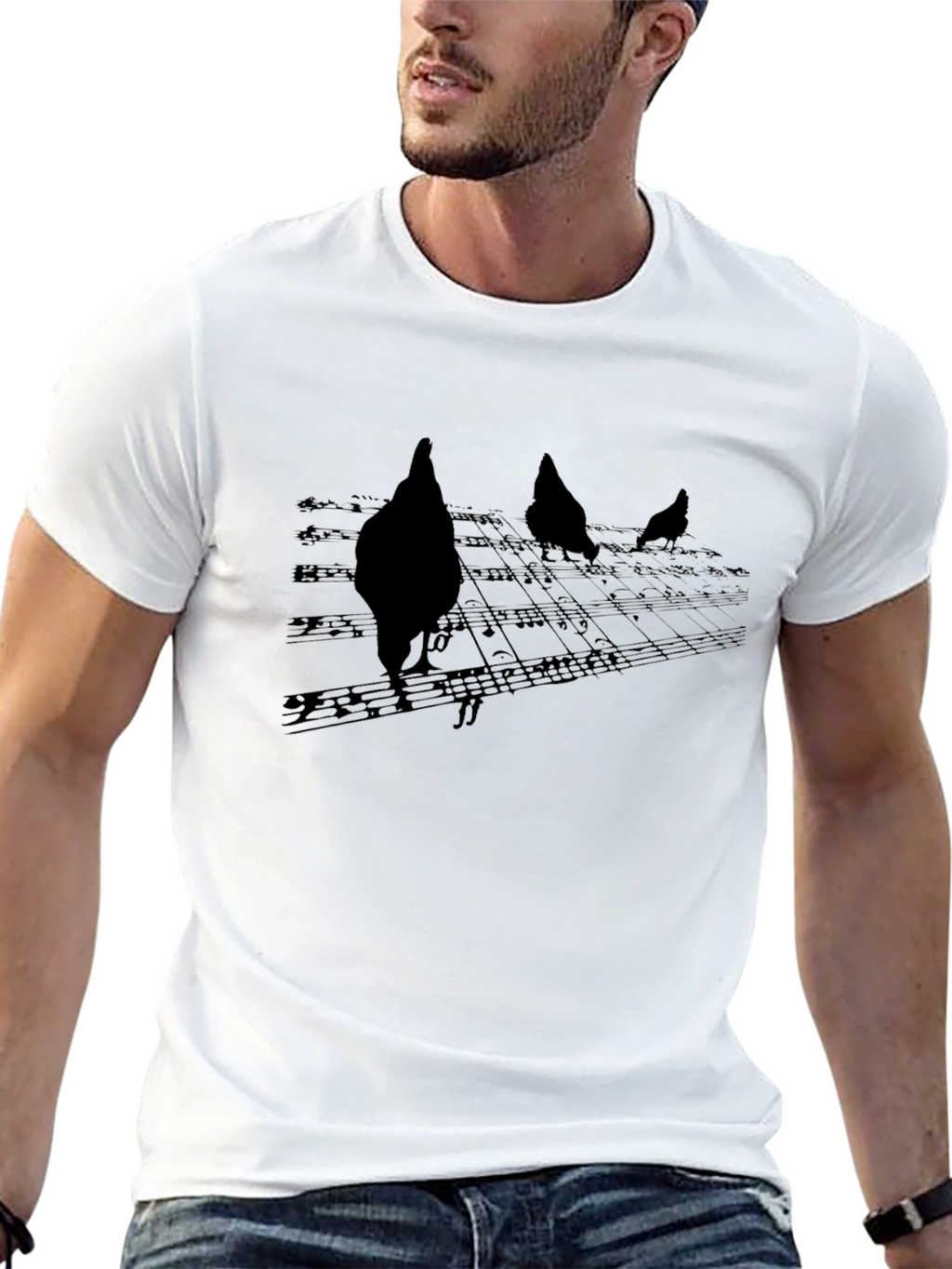 Musical Chicken T-Shirt - Black Graphic Tee