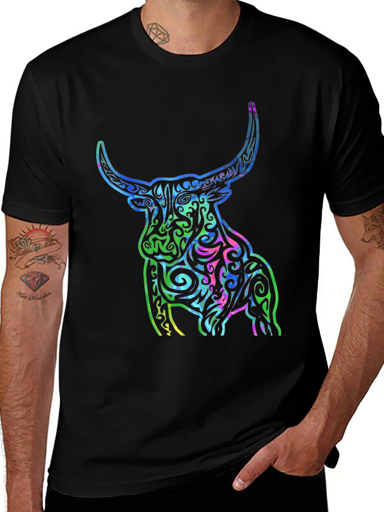 Tribal Bull Graphic T-Shirt - Bold Design