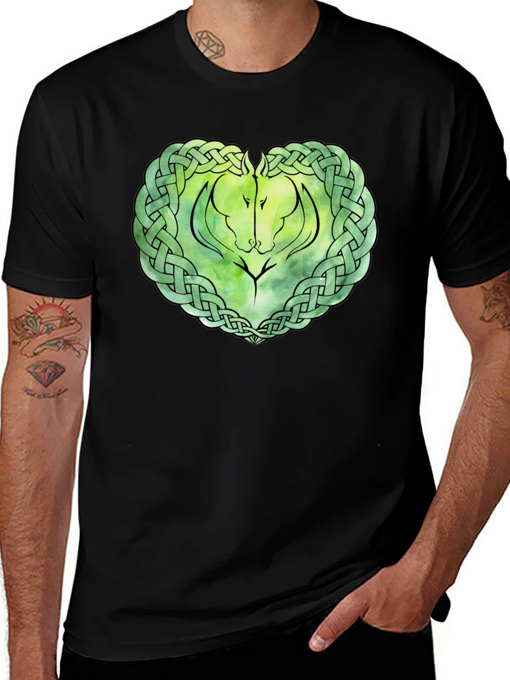 Celtic Horse Knot Graphic T-Shirt - Black