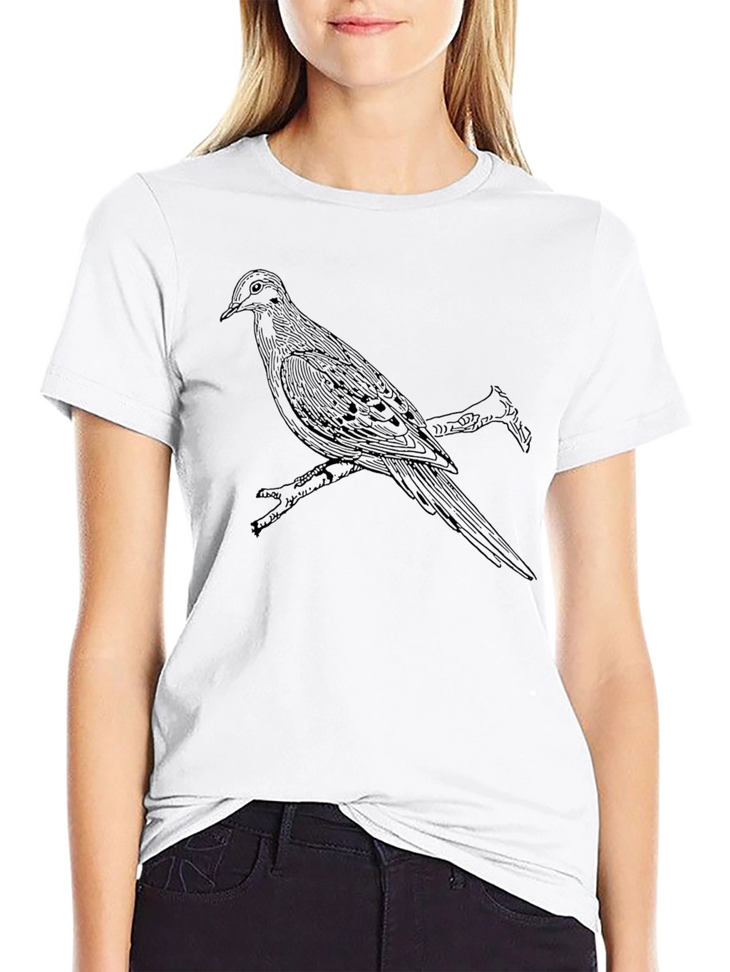 Bird on Branch Graphic Tee - Black