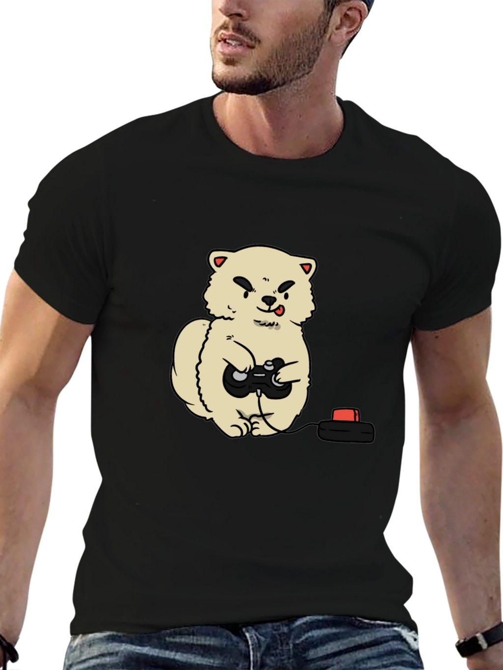 Gamer Dog Black T-Shirt