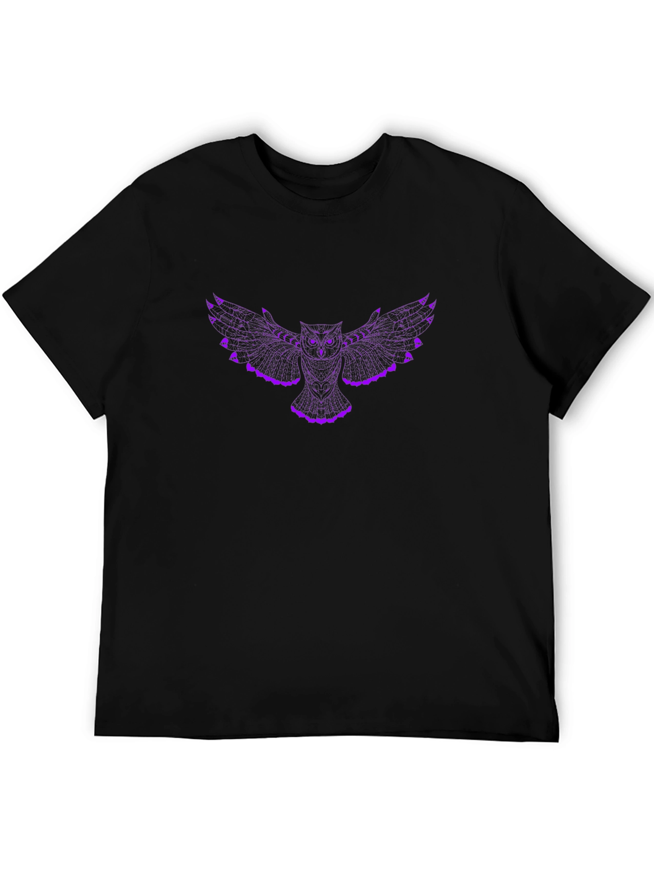 Stylish Black T-Shirt with Purple Owl Design