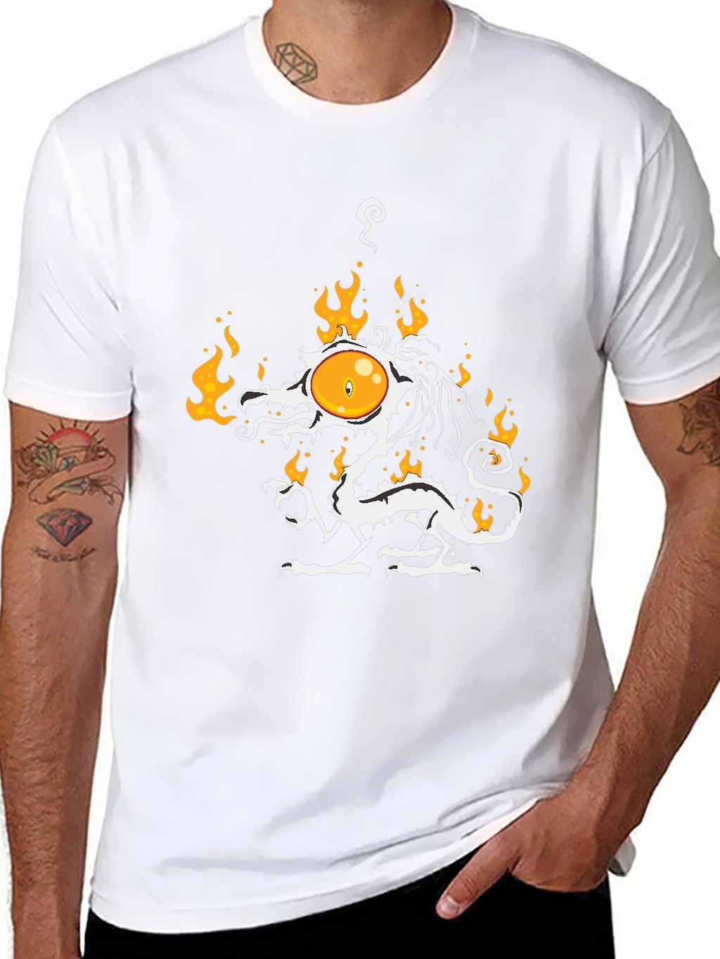 Fiery Egg Dragon Graphic Tee - Unique Design