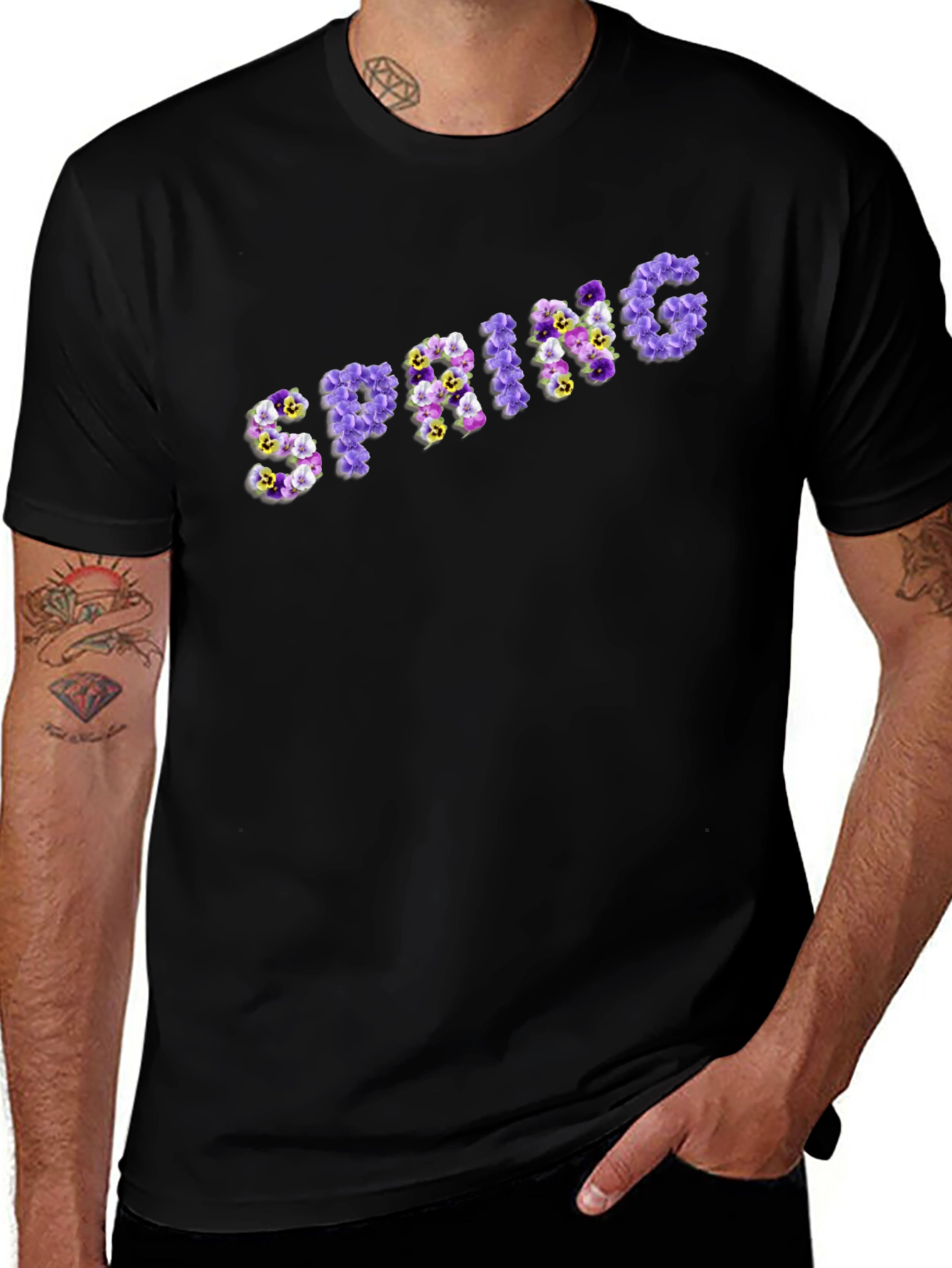 Floral Spring T-Shirt - Stylish Black Tee