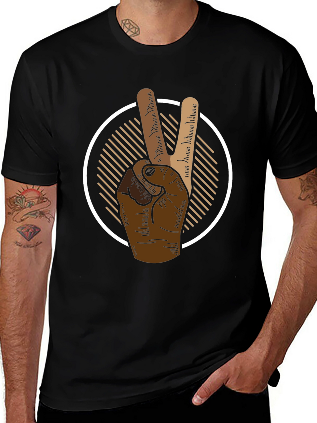 Peace Sign Graphic Tee - Mens Black T-Shirt