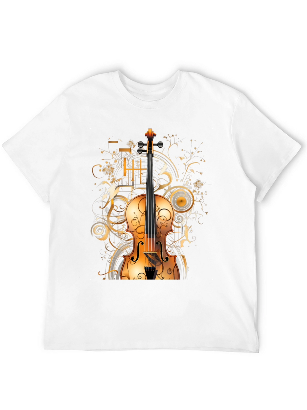 Musical Violin Graphic Tee - Stylish Black T-Shirt