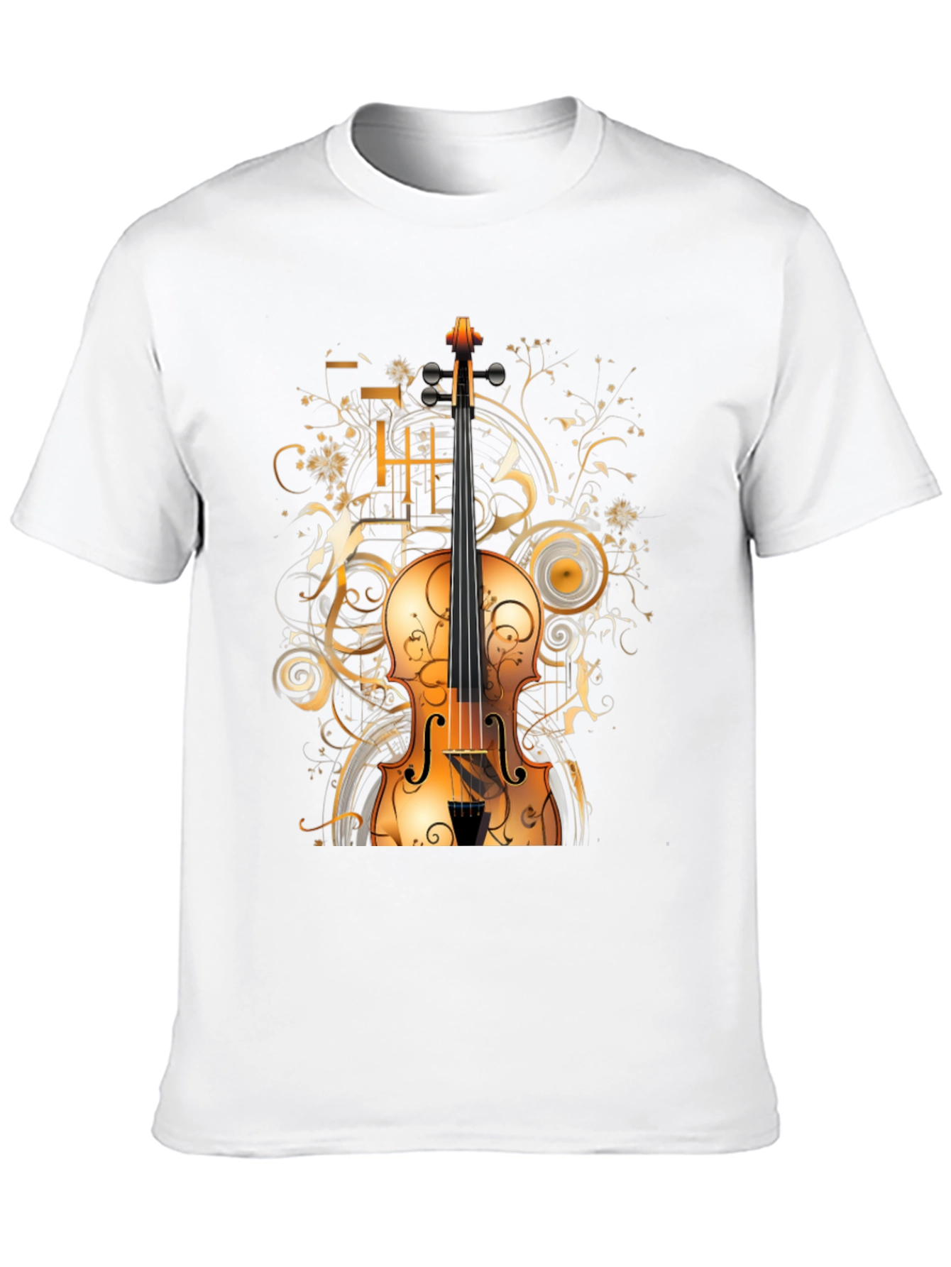Musical Violin Graphic Tee - Stylish Black T-Shirt
