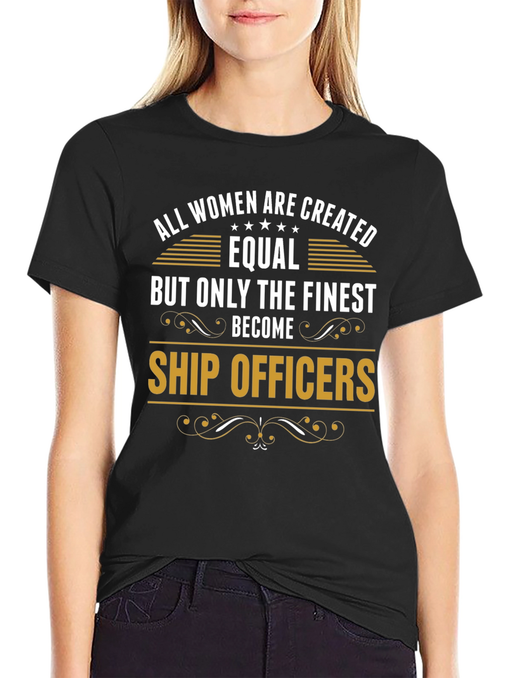 Finest Women Ship Officers Black Graphic Tee