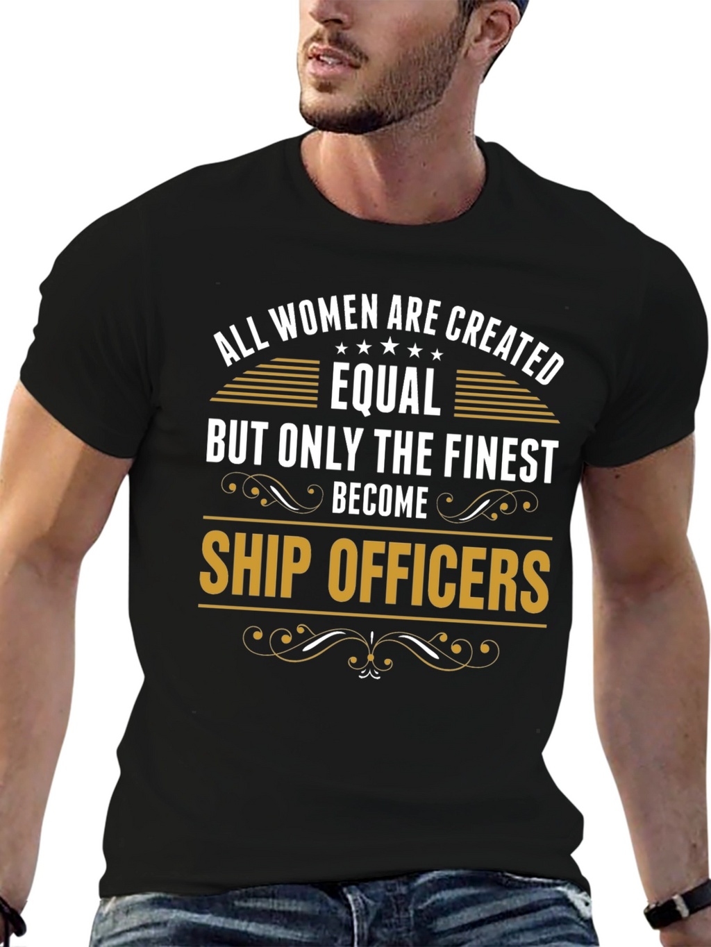 Finest Women Ship Officers Black Graphic Tee