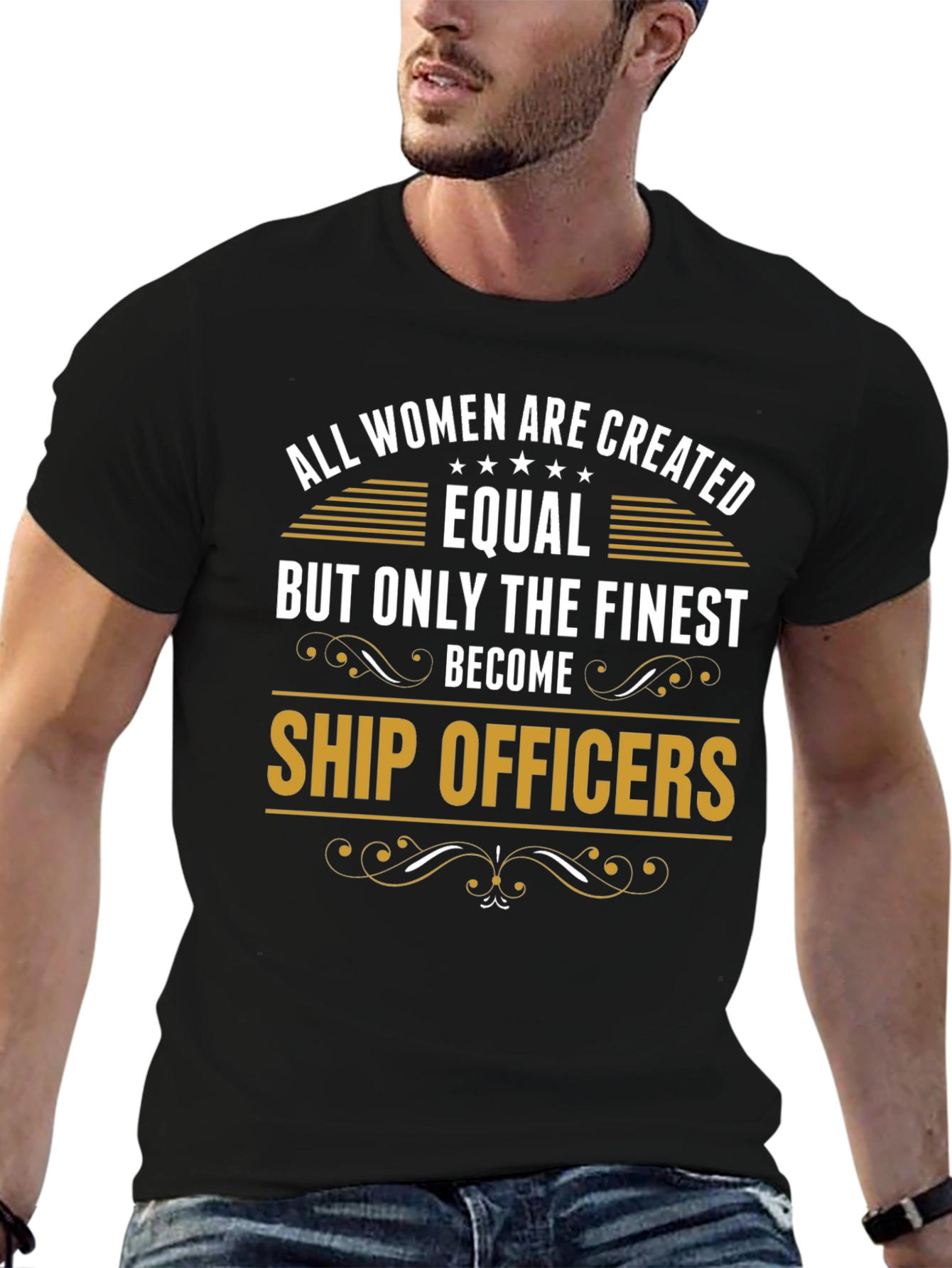 Finest Women Ship Officers Black Graphic Tee
