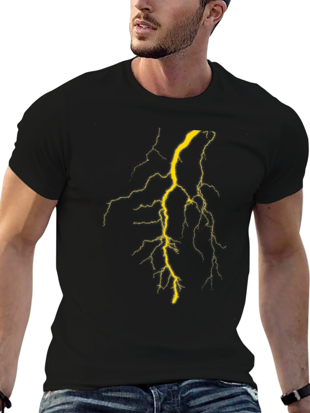 Lightning Bolt Graphic T-Shirt - Black