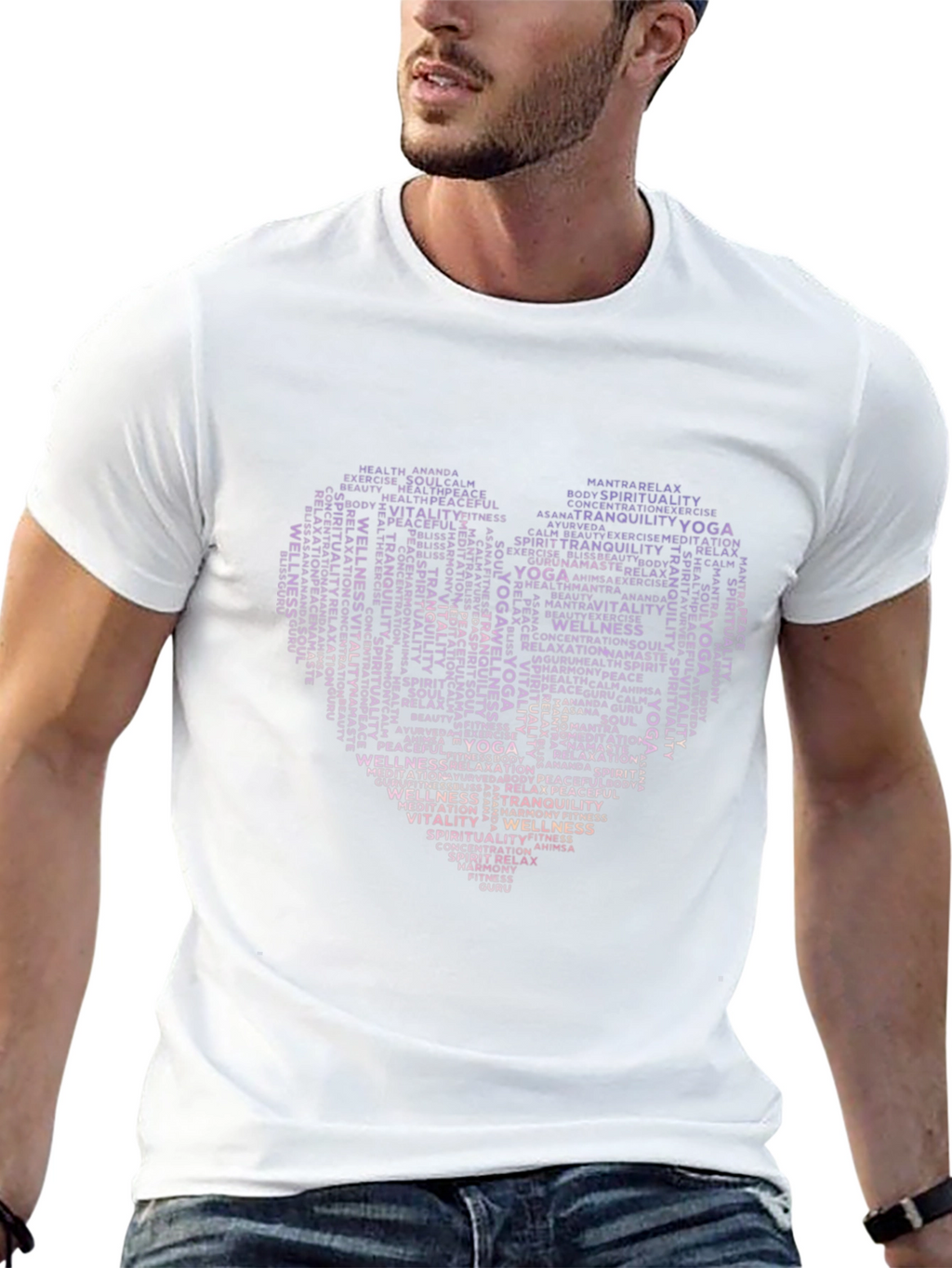 Yoga & Wellness Heart Word Art Graphic T-Shirt