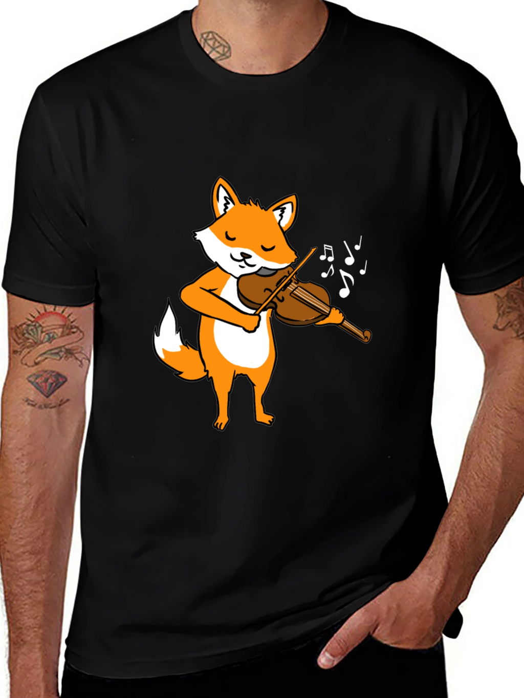 Fox Violinist Graphic Tee - Music Lover T-Shirt