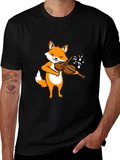 Fox Violinist Graphic Tee - Music Lover T-Shirt