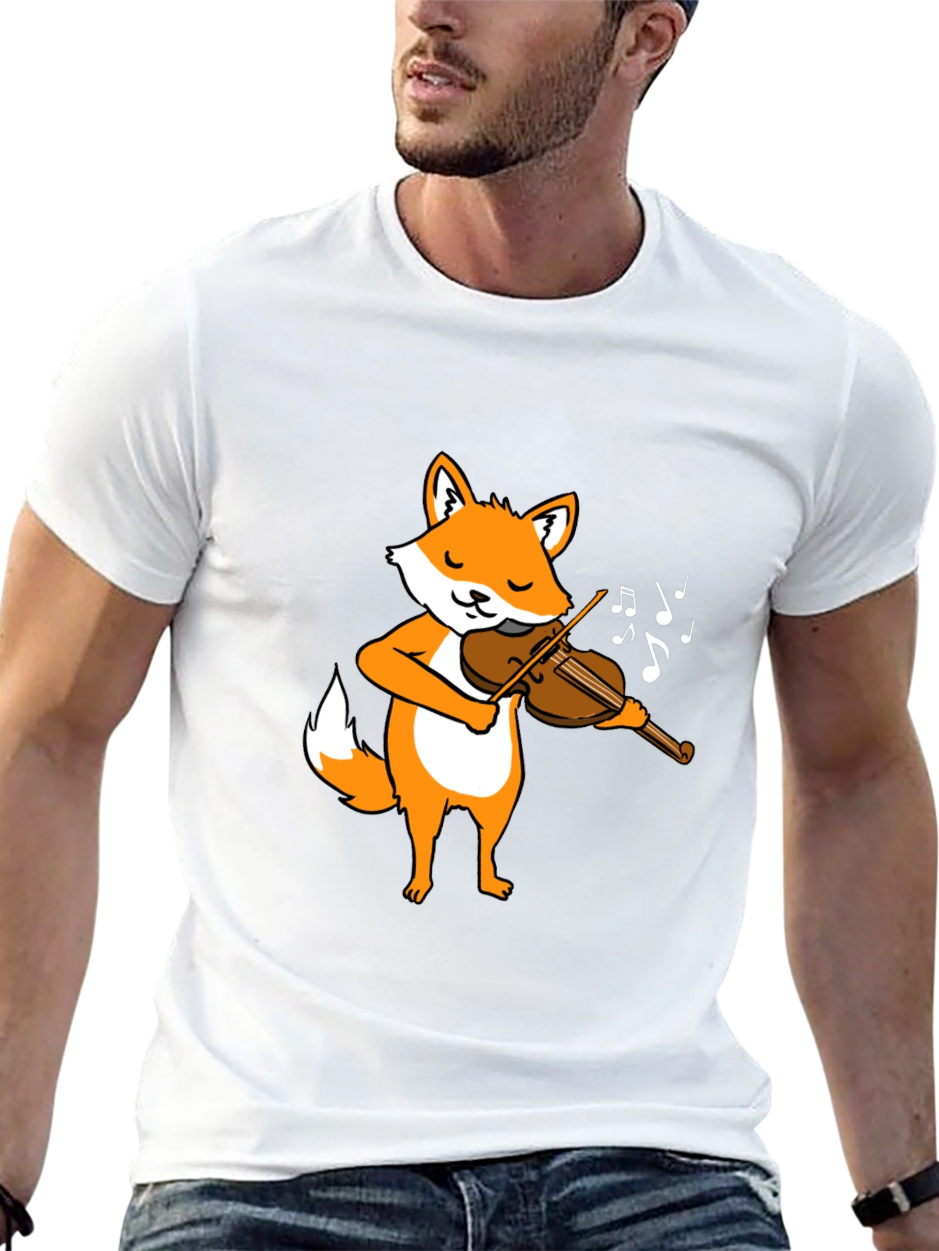Fox Violinist Graphic Tee - Music Lover T-Shirt