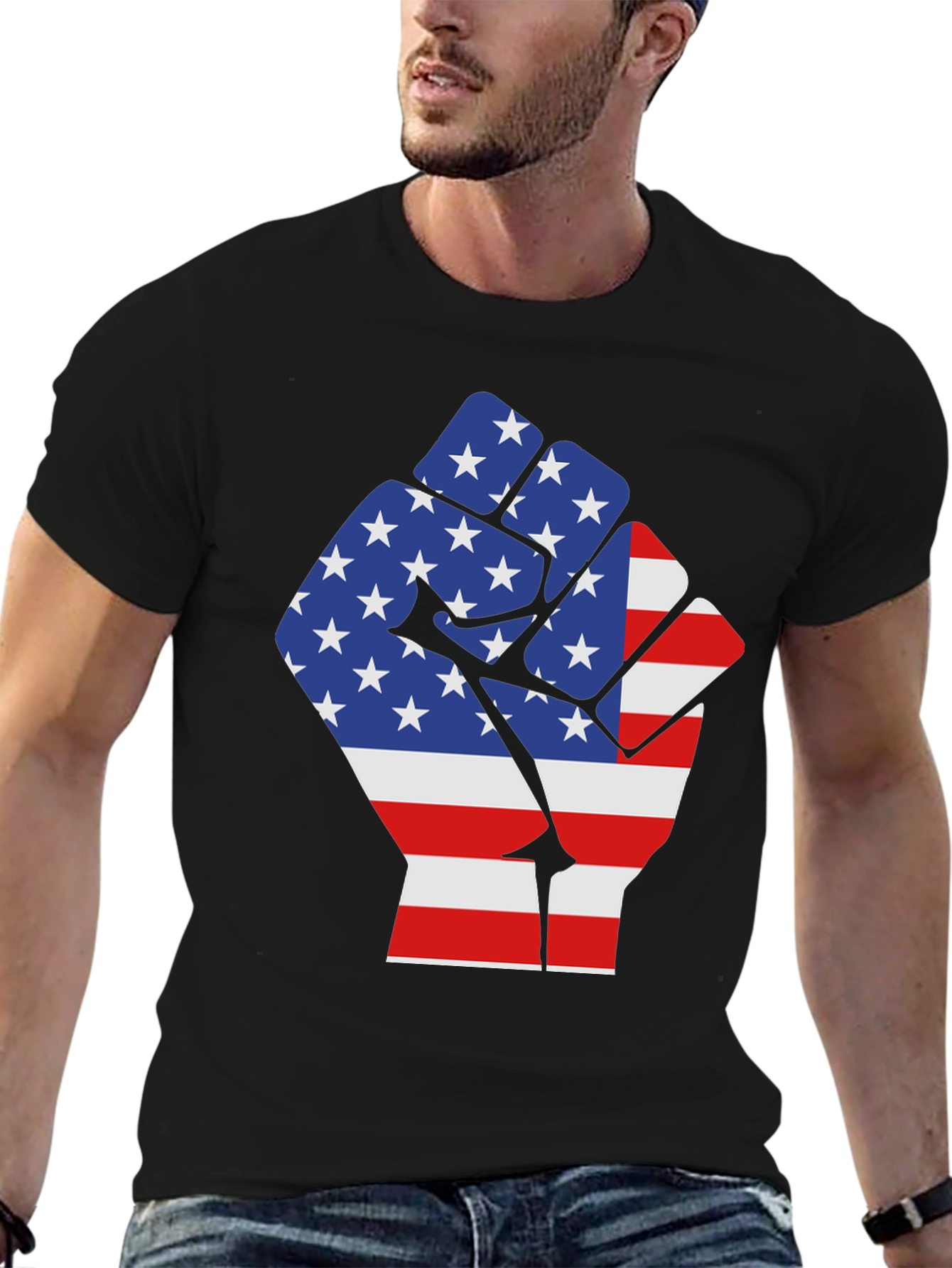 American Flag Fist Graphic T-Shirt
